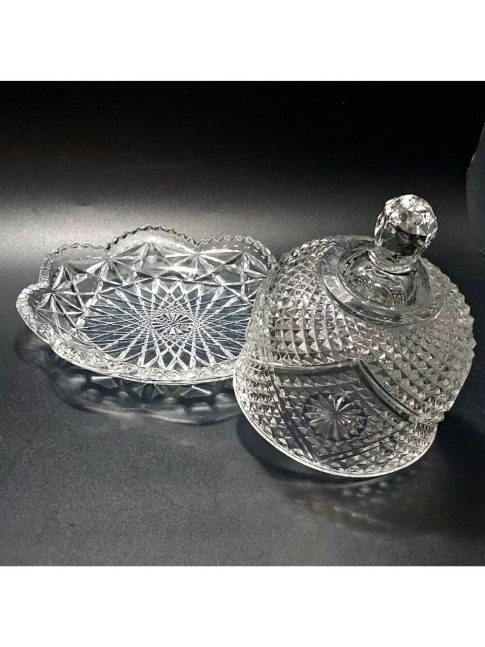 Avon Fostoria Butter Cheese Dish Dome Cover vintage crystal glass 1973 - Picture 3 of 8